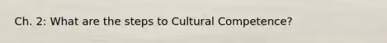 Ch. 2: What are the steps to Cultural Competence?