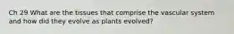 Ch 29 What are the tissues that comprise the vascular system and how did they evolve as plants evolved?