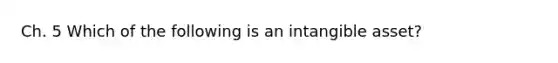 Ch. 5 Which of the following is an intangible asset?