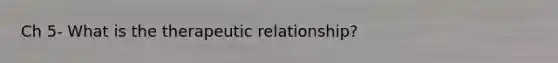 Ch 5- What is the therapeutic relationship?