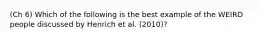 (Ch 6) Which of the following is the best example of the WEIRD people discussed by Henrich et al. (2010)?