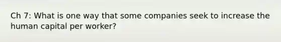 Ch 7: What is one way that some companies seek to increase the human capital per worker?