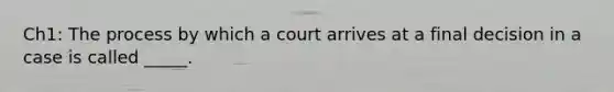 Ch1: The process by which a court arrives at a final decision in a case is called _____.