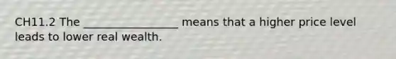 CH11.2 The _________________ means that a higher price level leads to lower real wealth.