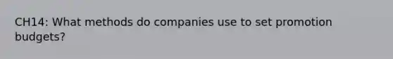 CH14: What methods do companies use to set promotion budgets?