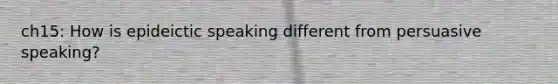 ch15: How is epideictic speaking different from persuasive speaking?