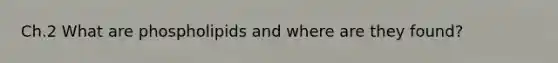 Ch.2 What are phospholipids and where are they found?