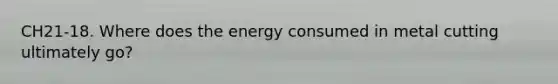 CH21-18. Where does the energy consumed in metal cutting ultimately go?