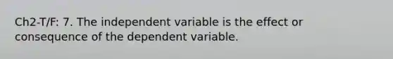 Ch2-T/F: 7. The independent variable is the effect or consequence of the dependent variable.