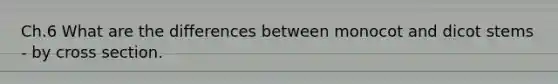 Ch.6 What are the differences between monocot and dicot stems - by cross section.