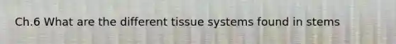 Ch.6 What are the different tissue systems found in stems