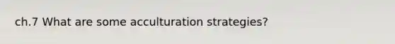 ch.7 What are some acculturation strategies?