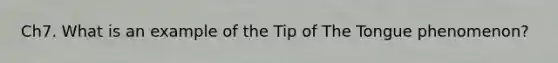 Ch7. What is an example of the Tip of The Tongue phenomenon?