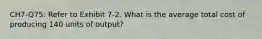 CH7-Q75: Refer to Exhibit 7-2. What is the average total cost of producing 140 units of output?