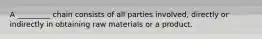 A _________ chain consists of all parties involved, directly or indirectly in obtaining raw materials or a product.