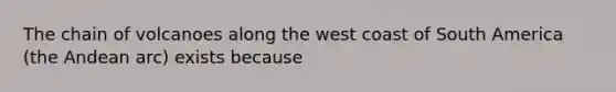 The chain of volcanoes along the west coast of South America (the Andean arc) exists because