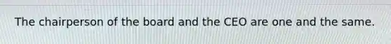 The chairperson of the board and the CEO are one and the same.