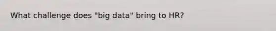 What challenge does "big data" bring to HR?