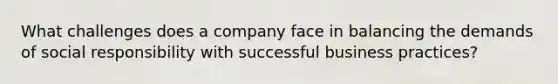 What challenges does a company face in balancing the demands of social responsibility with successful business practices?