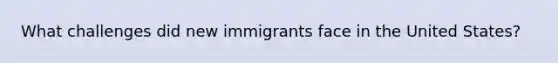 What challenges did new immigrants face in the United States?