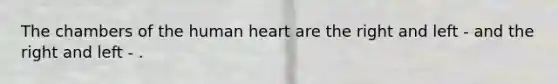 The chambers of the human heart are the right and left - and the right and left - .