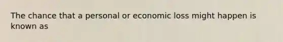 The chance that a personal or economic loss might happen is known as