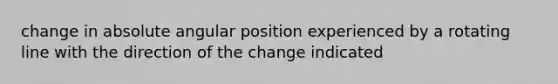 change in absolute angular position experienced by a rotating line with the direction of the change indicated