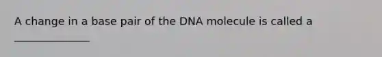 A change in a base pair of the DNA molecule is called a ______________