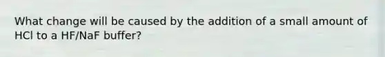 What change will be caused by the addition of a small amount of HCl to a HF/NaF buffer?