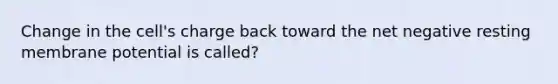 Change in the cell's charge back toward the net negative resting membrane potential is called?