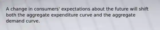 A change in consumers' expectations about the future will shift both the aggregate expenditure curve and the aggregate demand curve.