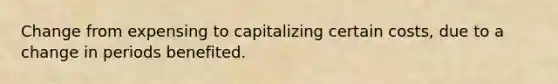 Change from expensing to capitalizing certain costs, due to a change in periods benefited.