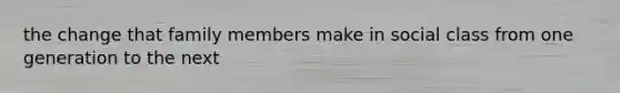 the change that family members make in social class from one generation to the next
