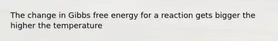 The change in Gibbs free energy for a reaction gets bigger the higher the temperature