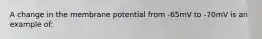 A change in the membrane potential from -65mV to -70mV is an example of: