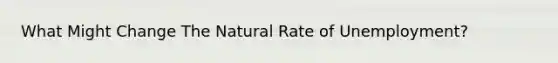 What Might Change The Natural Rate of Unemployment?