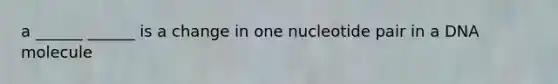 a ______ ______ is a change in one nucleotide pair in a DNA molecule