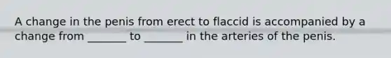 A change in the penis from erect to flaccid is accompanied by a change from _______ to _______ in the arteries of the penis.