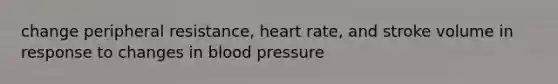 change peripheral resistance, heart rate, and stroke volume in response to changes in blood pressure