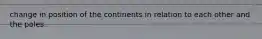 change in position of the continents in relation to each other and the poles.