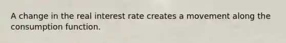 A change in the real interest rate creates a movement along the consumption function.