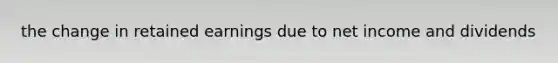 the change in retained earnings due to net income and dividends