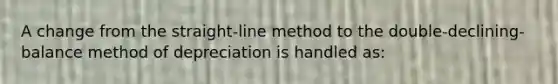 A change from the straight-line method to the double-declining-balance method of depreciation is handled as: