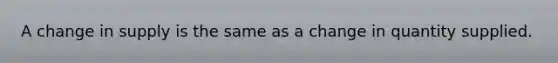 A change in supply is the same as a change in quantity supplied.