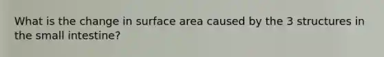 What is the change in surface area caused by the 3 structures in the small intestine?