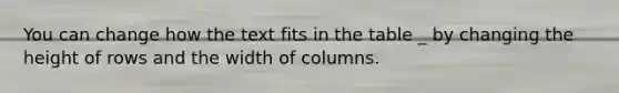 You can change how the text fits in the table _ by changing the height of rows and the width of columns.