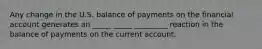 Any change in the U.S. balance of payments on the financial account generates an _____ _____ _________ reaction in the balance of payments on the current account.