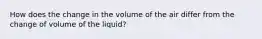 How does the change in the volume of the air differ from the change of volume of the liquid?