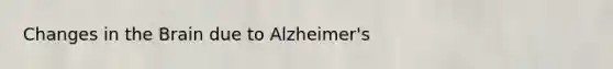 Changes in the Brain due to Alzheimer's