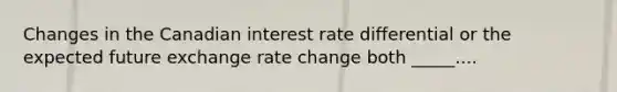 Changes in the Canadian interest rate differential or the expected future exchange rate change both _____....